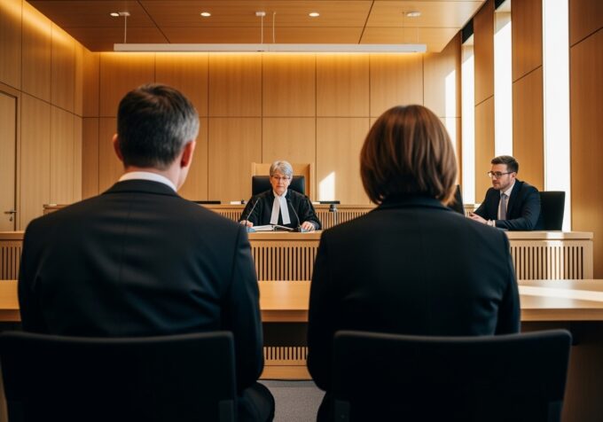 Family lawyer advising a client at an interim hearing in Australian family law proceedings